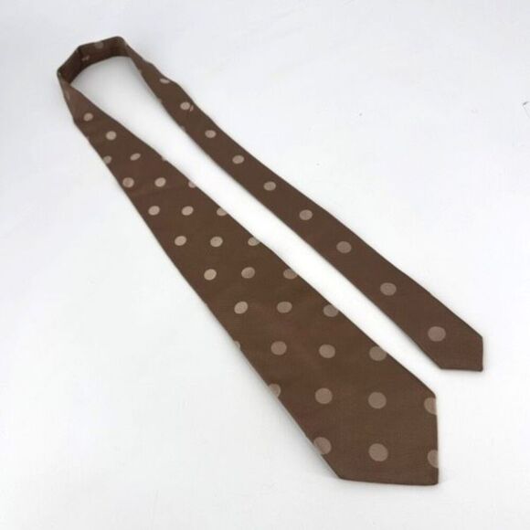 NWT Banana Republic Men's 100% Silk Polka Dot Woven Made In Italy Tie‎ Fawn Tan - Picture 2 of 9